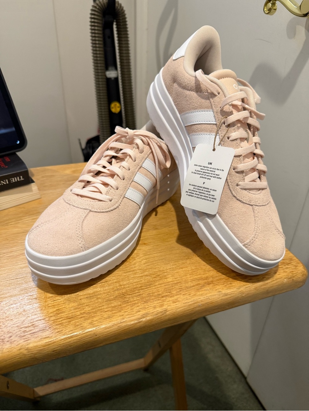 New Women's Adidas Platform Lace-Up Sneakers in Blush Pink